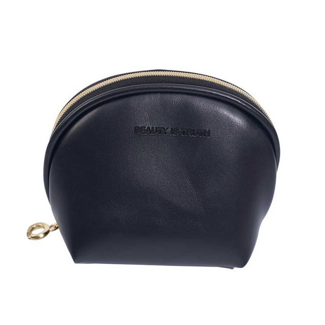 stanreset Trousse de Maquillage Multifonctionnelle Imperméable en Cuir avec Fermeture Éclair Rouges à Lèvres Sac Cosmétique Organisateur de Voyage Étui de Beauté Noir