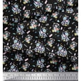 thumbnail image 3 of Soimoi Black Cotton Voile Fabric Floral & Brush Stroke Fabric Prints By Yard 42 Inch Wide, 3 of 3