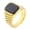 Gold, variant on Men's Vintage Square Black Stone Signet Ring Checkered Engraved Wide Band Stainless Steel Silver Plated Size 10