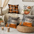 thumbnail image 2 of Sm:)e Sunflower Bow Maple Leaves Pumpkin Fall Pillow Covers 18x18 Inch Set of 4, Cushion Covers for Sofa Seasonal Home Decor, 2 of 8