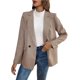 thumbnail image 2 of Traje de Blazer Estilo Boyfriend para Mujer, con Cuello de Solapa, Estampado de Cuadros y Dos Botones Chaqueta Blazer para Oficina o Trabajo Caqui XL, 2 of 10