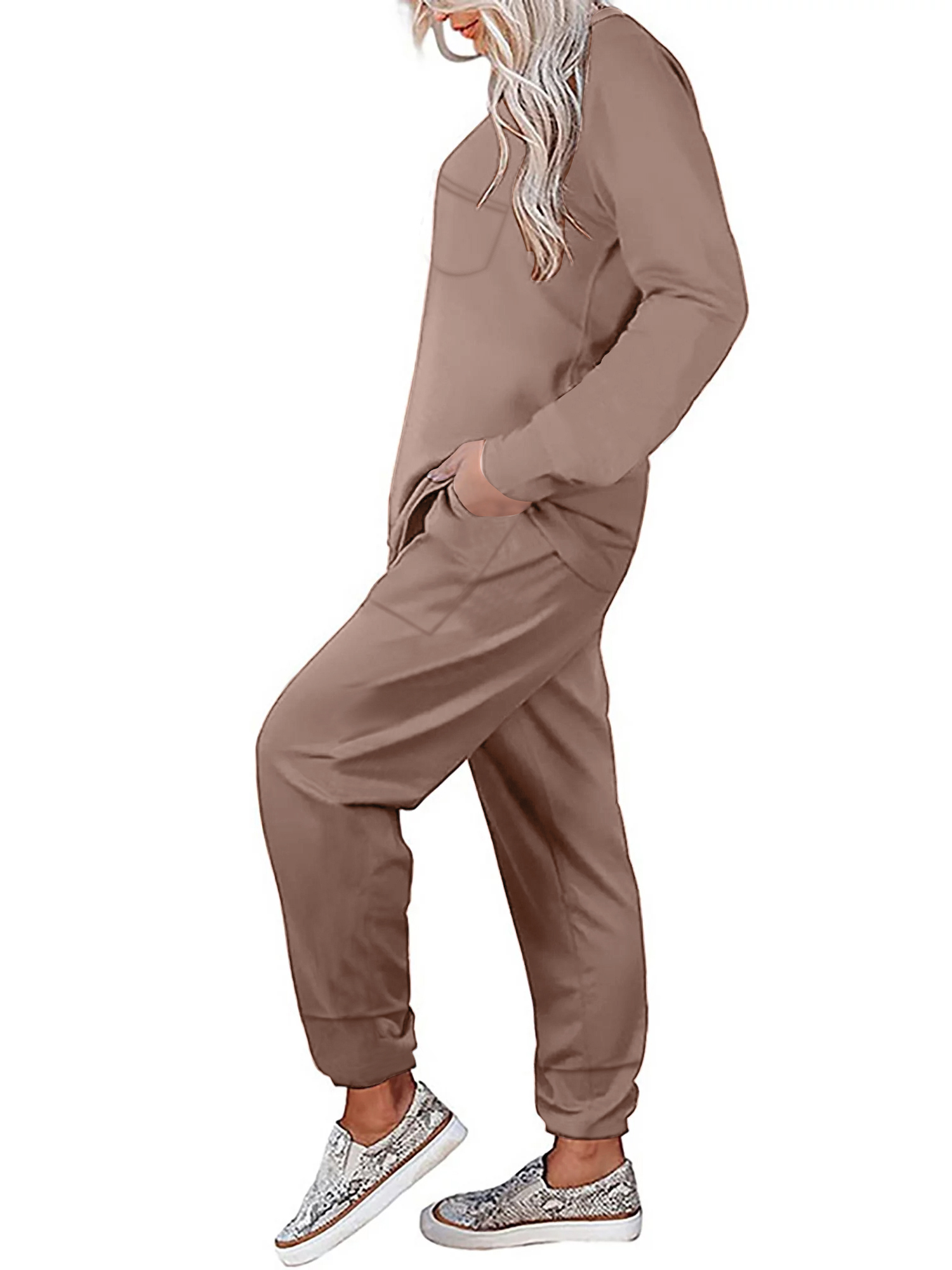 Shine Up Women's Solid Sweatsuit 2-Piece Jogger Set photo 2