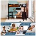 thumbnail image 3 of Aukfa Full Size Loft Bed with Desk and Shelves, Solid Wood Platform Loft Bed for Kids Teens Dorm - Espresso, 3 of 8