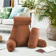 thumbnail image 6 of Nestl Reading Pillow, Extra Large Comfortable Bed Rest Pillow with Arms - Premium Shredded Memory Foam TV Pillow, Detachable Neck Roll & Lumbar Support Pillow - Rust Orange Brown, 6 of 8