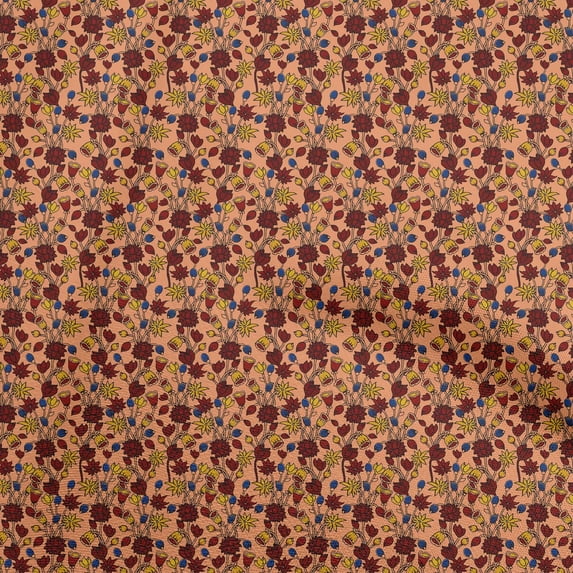 oneOone Viscose Chiffon Light Peach Fabric Floral Sewing Fabric By The Yard Printed Diy Clothing Sewing Supplies 42 Inch Wide