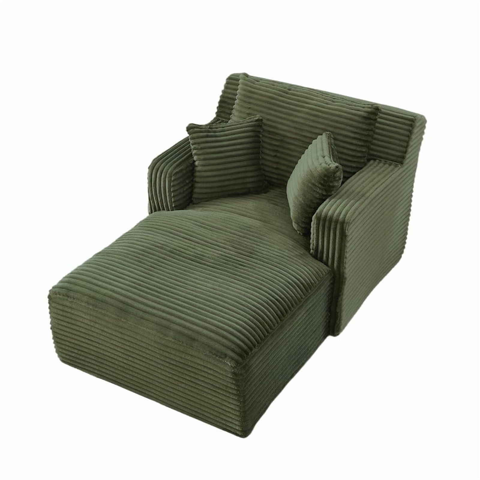 Indoor Single Chaise Lounge Sofa Chair, Modern Corduroy Upholstery Sleeper Bed Lounger Sofa Chair for Living Room,Office,Apartment, 39.4''x65.4''