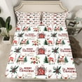 thumbnail image 2 of Manfei Merry Christmas Child Twin Sheet Sets, Kawaii Reindeer Wildlife Twin Fitted Sheet, Flower Leaf Flat Sheet, Microfiber Bedroom Decor, 3 Pieces, 2 of 7