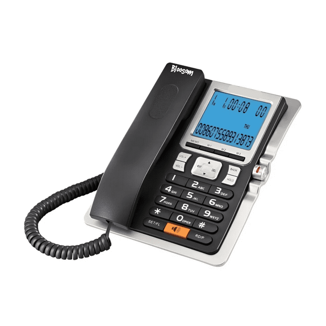 Teléfono Bloosom Fijo 8028 Negro Y Plateado