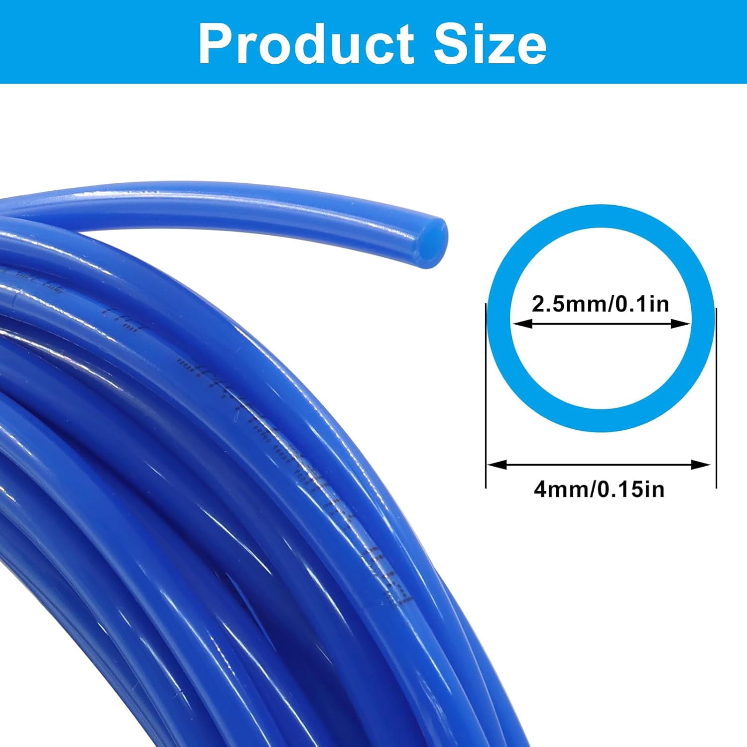 MKEUDQ-5/32" OD Pneumatic Tubing, Blue PU Tube Air Hose Lightweight Pipe, Flexible Line for Water Fluid Transfer/Air Compressor Users 10Meter 32.8ft