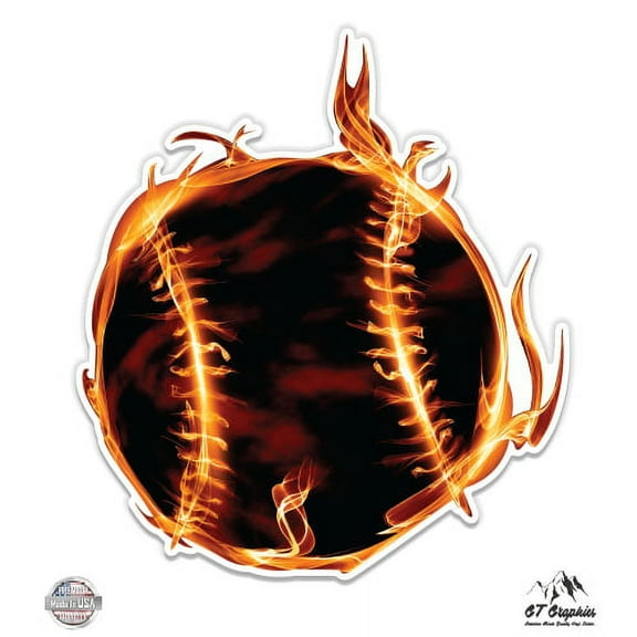 Baseball Glowing on Fire - 3" Vinyl Sticker - For Car Laptop I-Pad Phone Helmet Hard Hat - Waterproof Decal