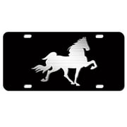 Tennessee Walking Horse License Plate Brushed Aluminum on Black 2-D Heavy Duty Car Tag