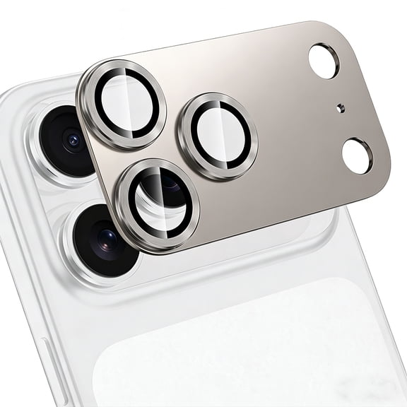 CD Metal Armor Camera Lens Protector for iPhone 17 Pro , Titanium Gray, Full Coverage HD Tempered Glass