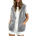 thumbnail image 4 of JOANKDMI Women Sleeveless Jacket Hoodie Full Zip Vest Casual Summer Fall Sweatshirt Activewear with Pockets Drawstring Lightweight Workout Sports Athletic Tops, 4 of 8