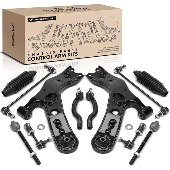 A-Premium Front and Rear Suspension Kit Control Arm Ball Joint Tie Rod End Sway Bar Link Compatible with Toyota RAV4 2006-2018 12-PC Set
