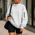 thumbnail image 2 of GZWYHT Mockneck Sweatshirt Blank Mock Neck Sweatshirt Hiking Clothes Womens Sweatshirt Fall Sweatshirts for Women Funnel Neck Sweatshirt Baggy Hoodie Fashion Clothing Fall Clothes White 3XL, 2 of 9