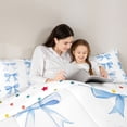 thumbnail image 4 of Erosebridal Dreamy Bowknot Queen Comforter Set For Girls,Blue Ribbon Bow Bedding Comforter Set For Kids,Reversible,3pcs, 4 of 7