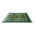 thumbnail image 2 of Ahgly Company Machine Washable Indoor Rectangle Oriental Turquoise Blue Traditional Area Rugs, 2' x 4', 2 of 4