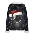 thumbnail image 3 of Craaazy Women's Casual Christmas Shirts Solid Color V-neck Pullover Top Gifts, 3 of 7