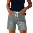 thumbnail image 2 of POTETI High Waist Womens Jorts Summer Casual Womens Jean Shorts Denim Drawstring Shorts with Pockets, 2 of 8