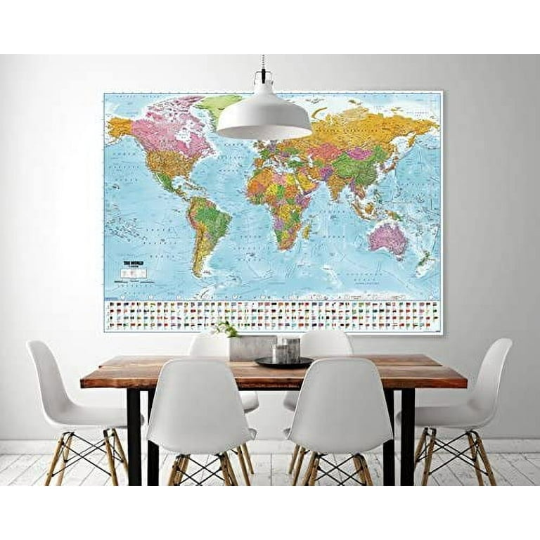 Close Up World Map with Flags XXL Poster - 2021 - MAPS in Minutes®  (55x39) 
