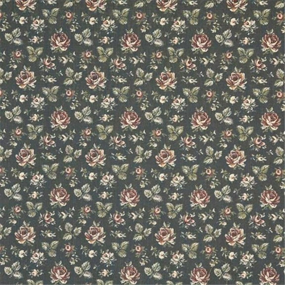 Designer Fabrics F905 54 in. Wide Navy- Burgundy And Green- Floral Tapestry Upholstery Fabric