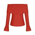thumbnail image 5 of GigrtiJin Women off Shoulder Sweaters Long Sleeves Ribbed Knitted Going out Fall Solid Color Comfy Tops Blouse, 5 of 8