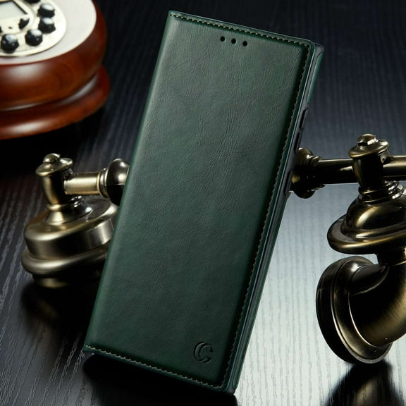 Casus Logo View with Kickstand Classic Slim Leather Case for iPhone 15 Pro - Brown