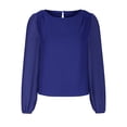 thumbnail image 1 of FAIWAD Womens Lantern Long Sleeve Chiffon Tops Round Neck Back Button Up Shirts Ladies Work Office Blouses, 1 of 4