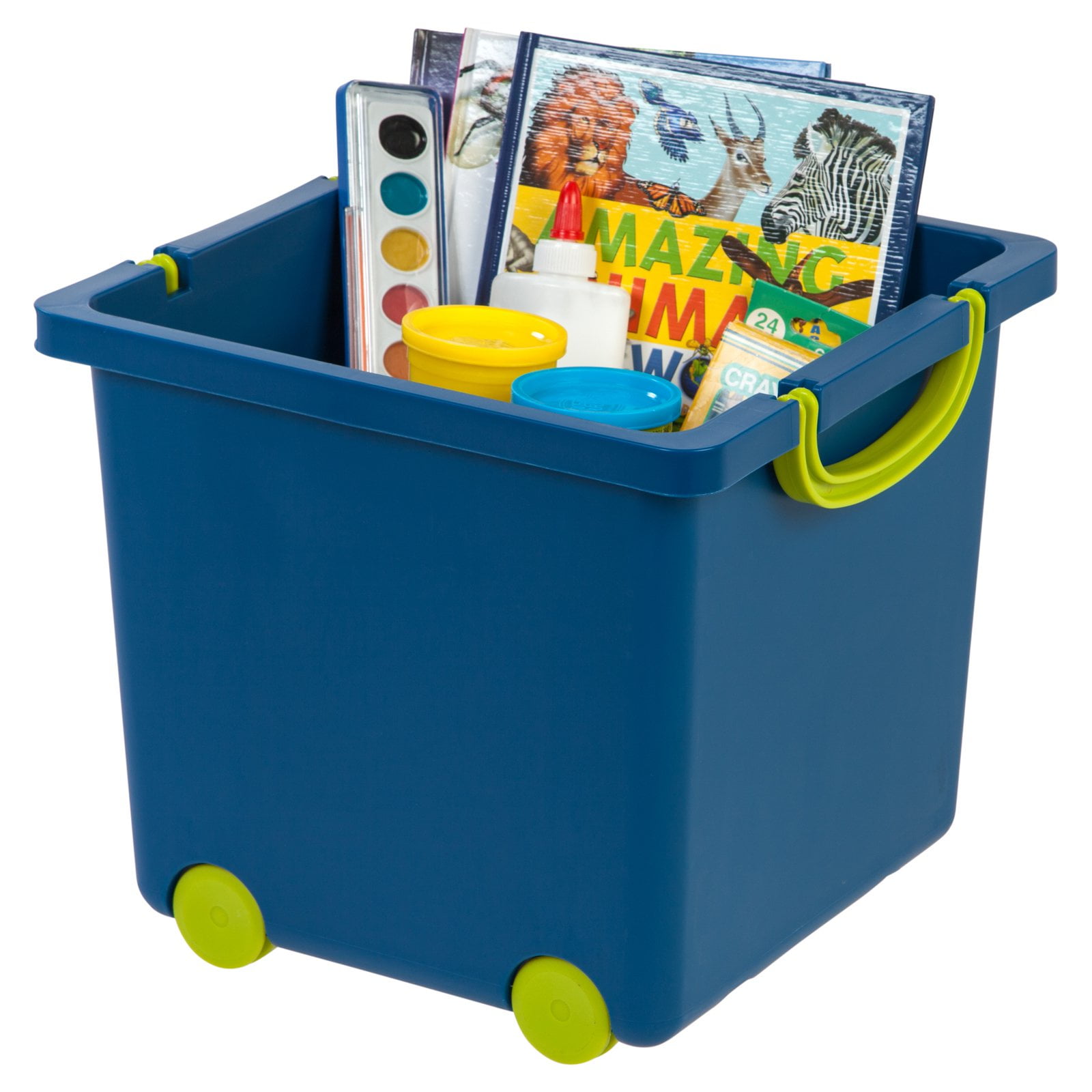 IRIS USA, Children's Plastic Toy Storage Box, Blue
