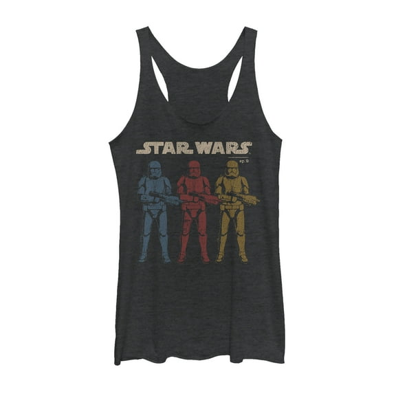 Women's Star Wars: The Rise of Skywalker Stormtrooper Trio Racerback Tank Top Black Heather Small