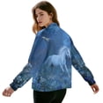 thumbnail image 3 of COEQINE Women's Short Bomber Jacket Lightweight Trendy Motorcycle Jackets Zip Up Cropped Moto Biker Coats with Pockets, 2025 Varsity Shacket Coats, Medium, Fantasy Horse Floral, 3 of 7