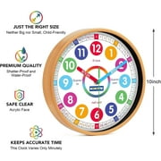 Homotte Kids Wall Clock for Bedroom, 10 inch Round Multi-Colored Learning Clock, Children's Silent Analog Non-Ticking Educational Wall Clock for Boys and Girls Classroom Home Decor