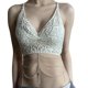 thumbnail image 2 of Gibobby Camisola pequeña de cuello colgante corto de lana con transparente de cuadrícula de Color sólido para mujer(Blanco,M), 2 of 5