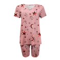 thumbnail image 3 of WILLBEST Womens Jeans Women's Gradient Print Short Sleeve V Neck Two Piece Outfits Shorts Set Slacks, 3 of 3