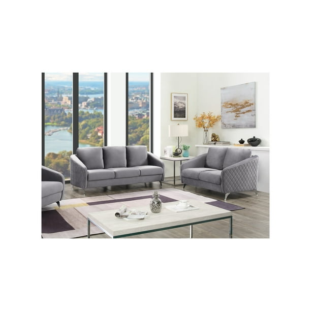 Lilola Home Sofia Velvet Fabric Sofa Loveseat Living Room Set Color Grey Com Lilola Home Sofia Velvet Fabric Sofa, How To Change The Colour Of Your Fabric Sofa