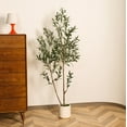 thumbnail image 3 of 5 Feet (60'') Artificial Olive Tree Fluffy Plants Indoor for Home Corner, Faux Olive Tree for Modern Home Office Living Room Floor Decor Indoor, 3 of 5