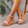 thumbnail image 4 of Dakaela Womens Platform Wedge Sandals Braided Cork Slingback Wedges Espadrilles Ankle Strap Comfortable Non Slip Summer Dressy Walking Shoes Size 6-10, 4 of 9