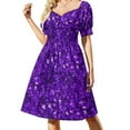thumbnail image 2 of Vestido de manga corta con estampado de lentejuelas moradas Ropa femenina Vestido de verano mujer Vestidos elegantes Vestido, 2 of 7