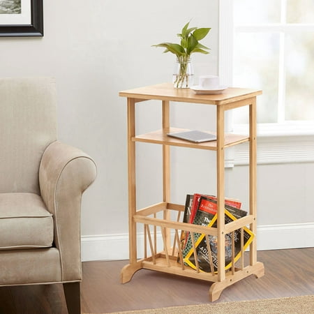 Bamboo Set Sofa - Hilitand 2 Tier Sofa Side Table, Bamboo Telephone / Coffee / End / Storage Rack, Sofa Side End Table,Sofa Side Table