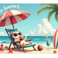 thumbnail image 4 of Decorative Banner Hello Summer Beach Style Vacation Vibe Cat Design for Summer Party Beach Event Outdoor Decoration, 4 of 7