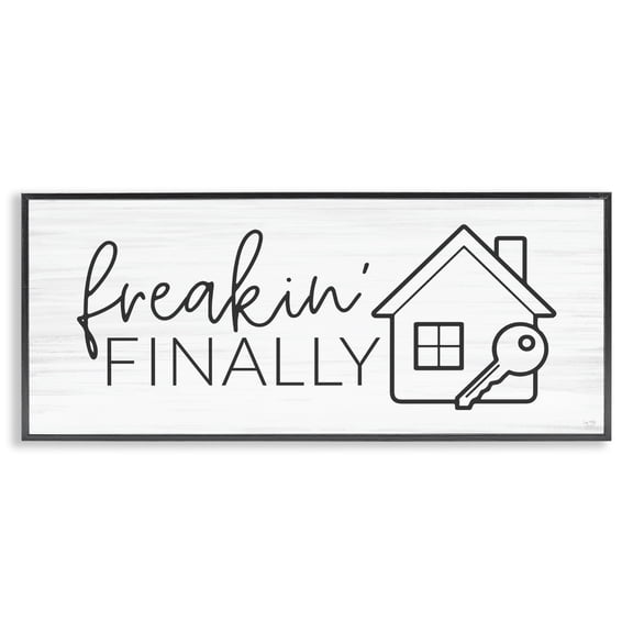 Stupell Industries Rustic Lodge Freakin' Finally Housewarming Black Framed Giclee Art, 24 x 10, by Lux Me Designs