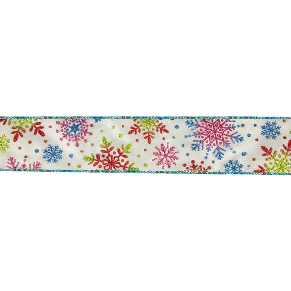 Northlight Blue and White Snowflakes Christmas Wired Craft Ribbon 2.5" x 16 Yards