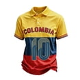thumbnail image 2 of Colombia 2026 Soccer Cup Fan Jersey for Men, Short Sleeve Polo Shirt with Cityscape & Tricolor Graphic, Breathable Mesh Sports Top, 1 PC Red M, 2 of 5