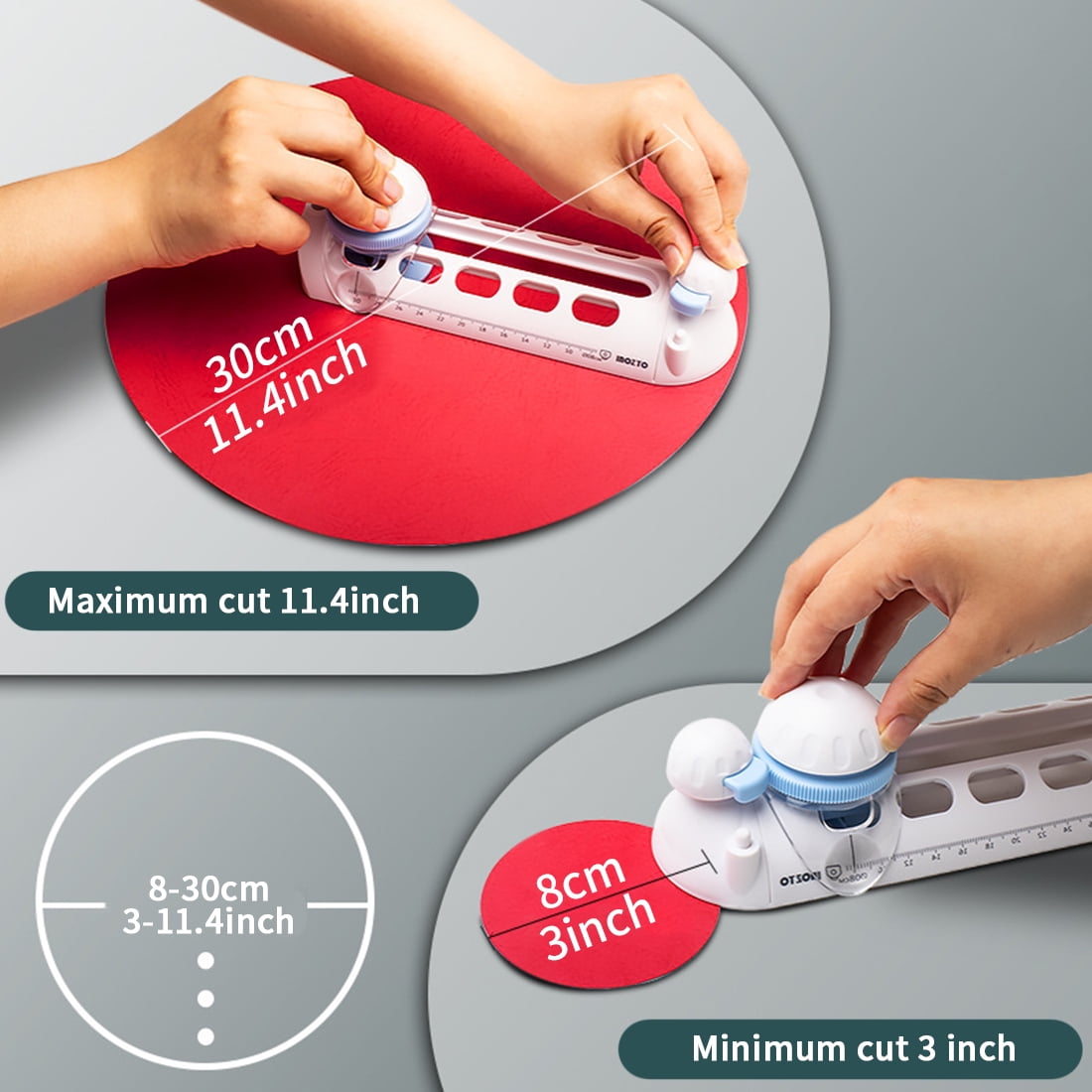 Wailicop Adjustable Plastic Compass Circle Cutter, Rotary Paper Trimmer and Scrapbooking Tool