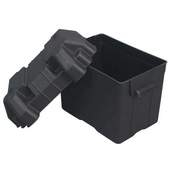 Moeller Marine Battery Box 042214 Fits Group 27 Through 31 Series Batteries; With Hold Down Strap And Mounting Hardware; Black; Plastic