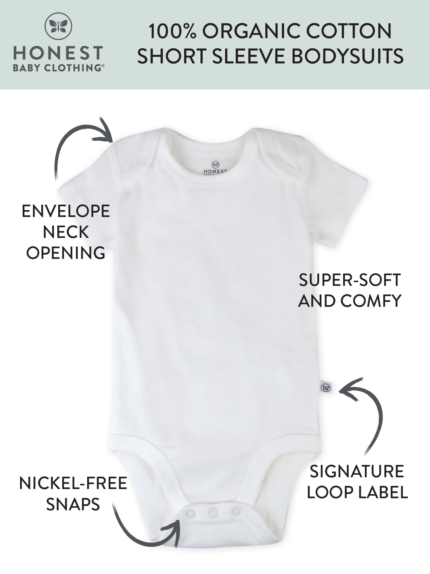 Honest Baby Clothing Baby Boy or Girl Gender Neutral Organic Cotton Short Sleeve Bodysuits, 3 Pack (Preemie-24 Months)