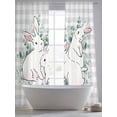 thumbnail image 5 of Easter Bunny Sheer Curtains 108 Inch Length 2 Panels for Living Room, Eucalyptus Leaves Rabbits Country Grey Plaid Voile Kitchen Curtain Set, Luxury Privacy Drapes Window Treatment for Bedroom, 5 of 7