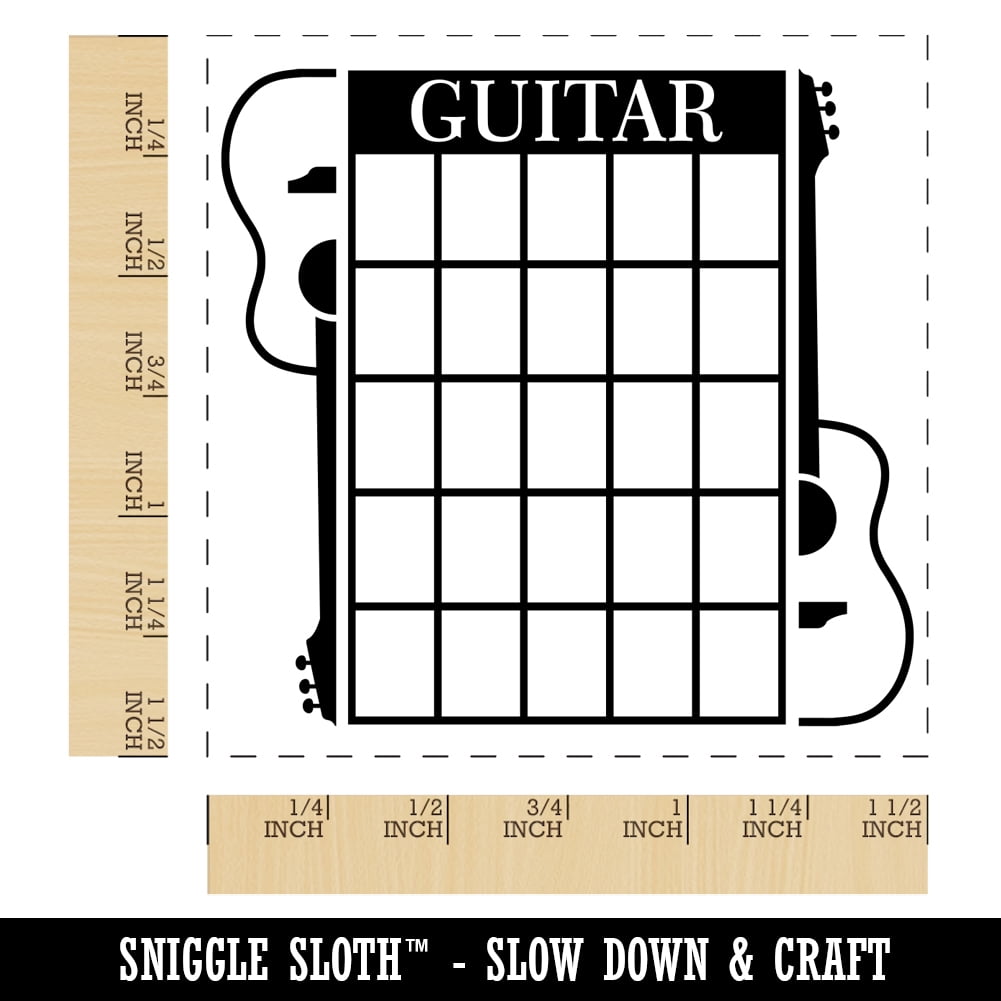 Split Acoustic Guitar Chord Chart Self-Inking Rubber Stamp Ink Stamper - Black Ink - Large 1-1/2 Inch