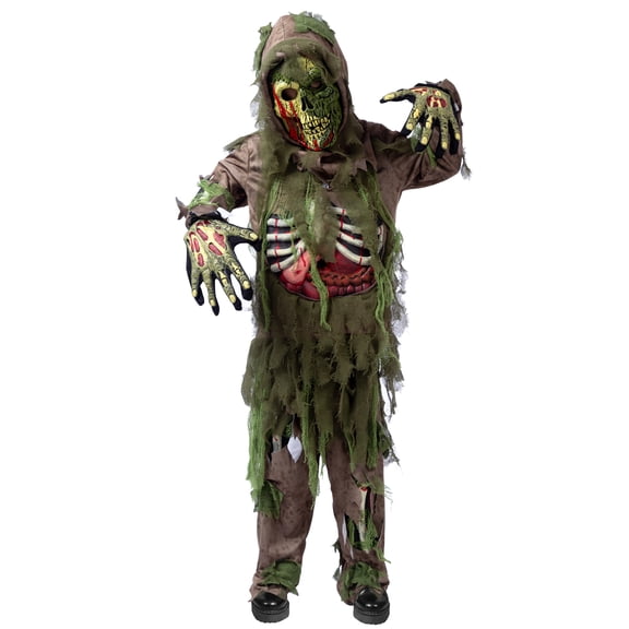 Joyfy Halloween Swamp Skeleton Living Dead Zombie Costume for Boys, Scary Zombie Costume for Kids Halloween Monster Themed Party Dress Up