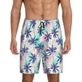 thumbnail image 2 of Picia Palm Leaves Pajama Shorts for Men, Men's Pajama Bottoms, Sleepwear,Short Pajama Pants-, 2 of 9